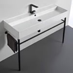 Scarabeo 8031/R-120A-CON-BLK Large Ceramic Console Sink and Matte Black Stand